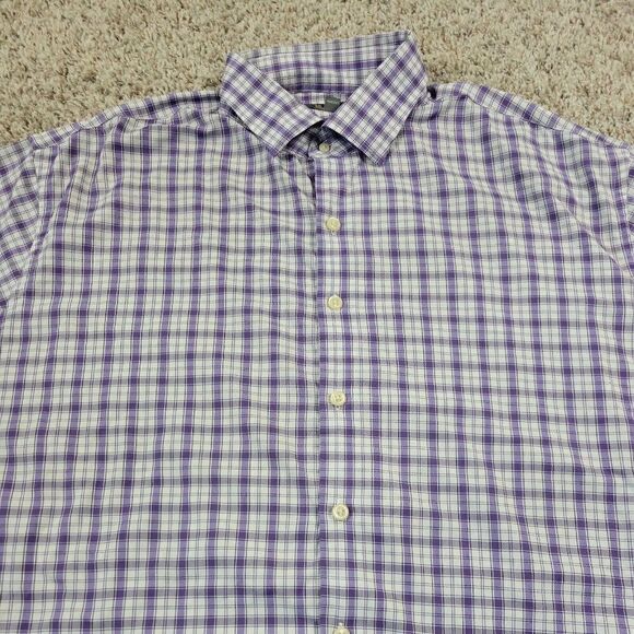 Peter Millar Southern Comfort Shirt  Mens Large Purple Check Long Sl Button READ - Picture 3 of 8